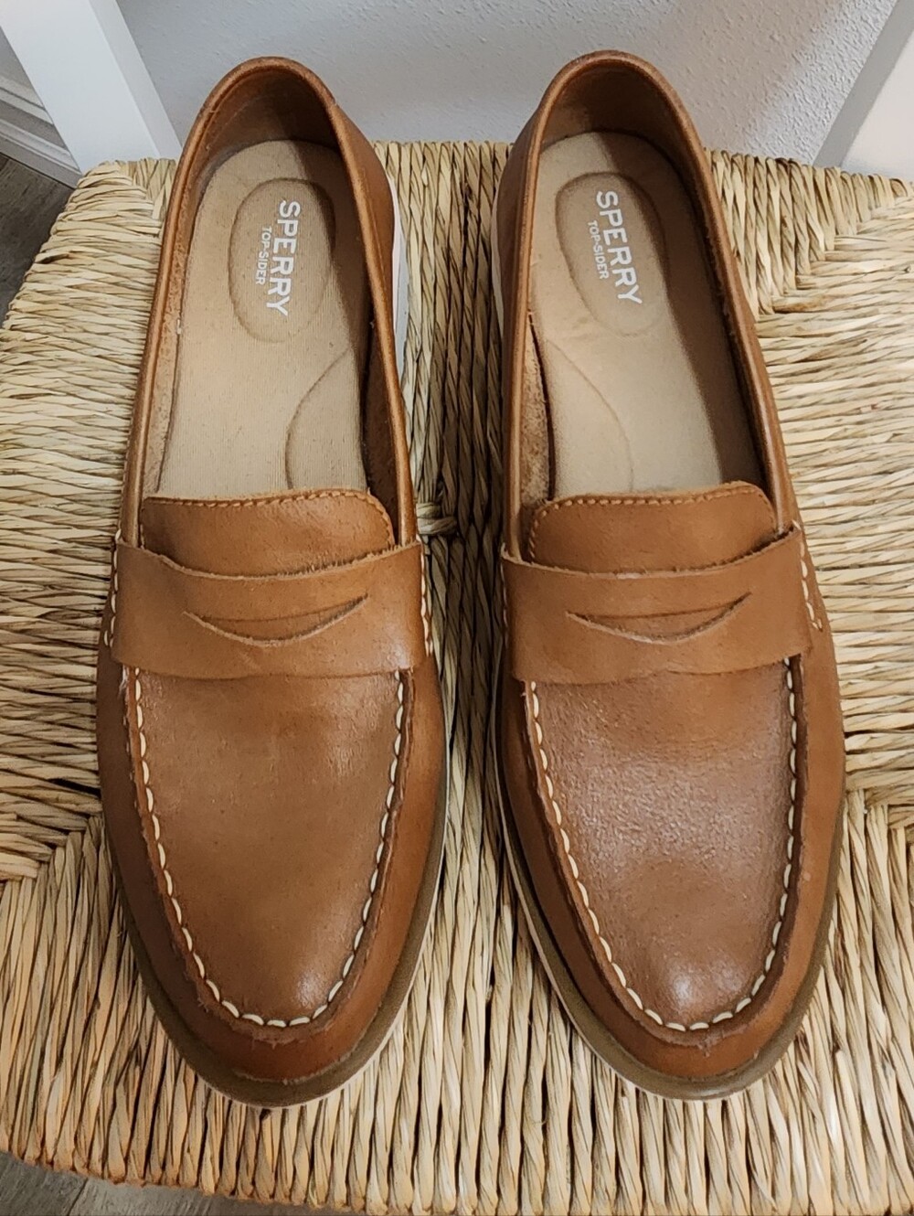 Sperry Women's Tan Leather Penny Loafers Womens 10